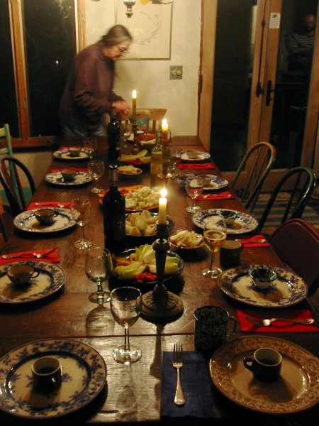 Lindsey prepares our dining table