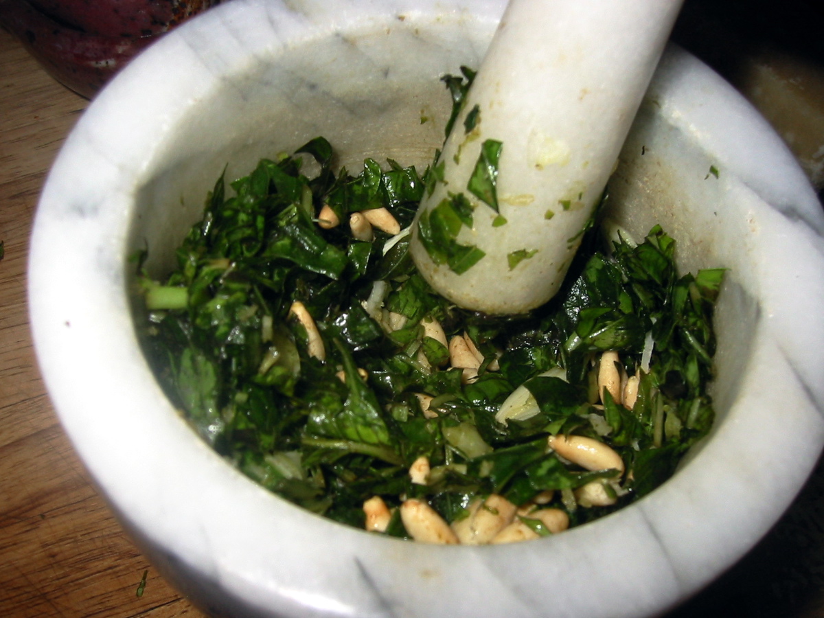 pound the basil