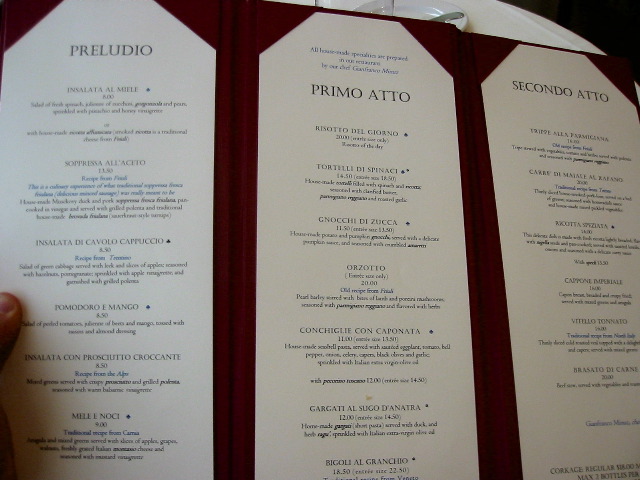 Tre Venezie the menu